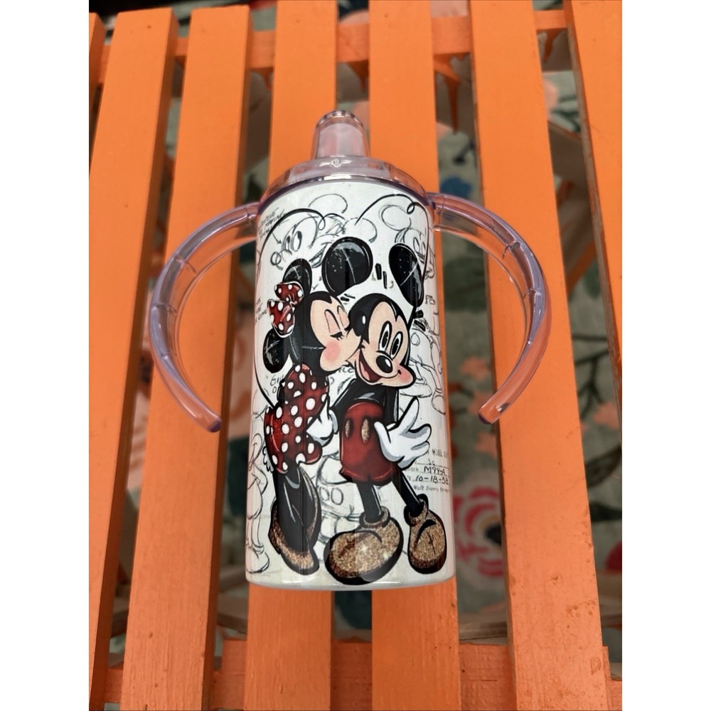 12oz StainlessSteel Dual Handle Sippy Cup~Disney Minnie N Mickey